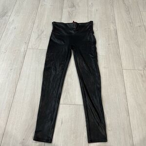 Spanx Womens Black Faux Leather Leggings Size L